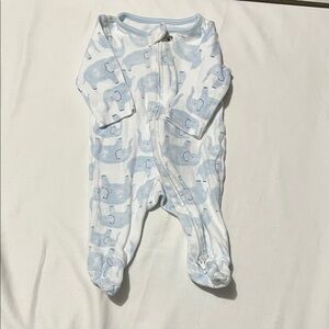 Charming Blue Elephant Print Footie